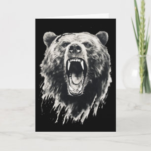 Cartão Urso Vintage Urso Pardo Bravo Caminhada Acampament