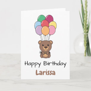 Cartão Urso Voa Com Balões Coloridos Aniversário