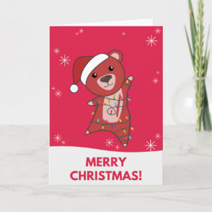 Cartão Ursos Coloridos Brancos Felizes De Natal