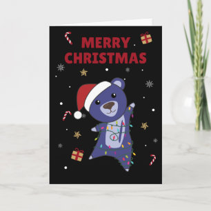 Cartão Ursos Coloridos Feliz Natal Animais de Inverno Urs