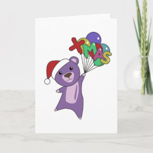 Cartão Ursos Coloridos Feliz Natal Animais de Inverno Urs