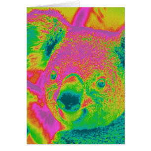 Cartão ursos de coala fluorescentes