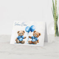 Ursos de Teddy Gêmeos Novos com Balões Azuis