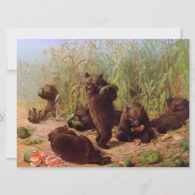 Cartão Ursos no Sistema de Melancia (por W.H. Beard) (Frente)