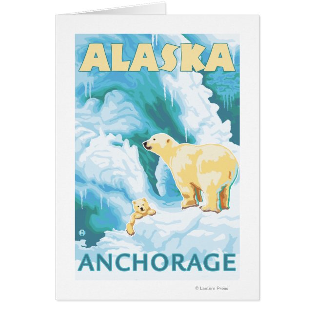 Cartão Ursos Polares e Cubo - Anchorage, Alasca (Frente)
