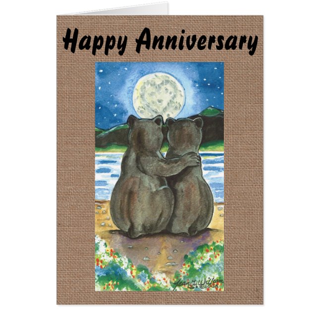 Cartão Ursos Românticos Vendo Aniversário Personalizado d (Frente)