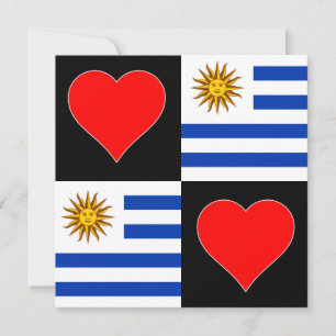 Cartão Uruguai Flag Hearte Patriótico uruguaio