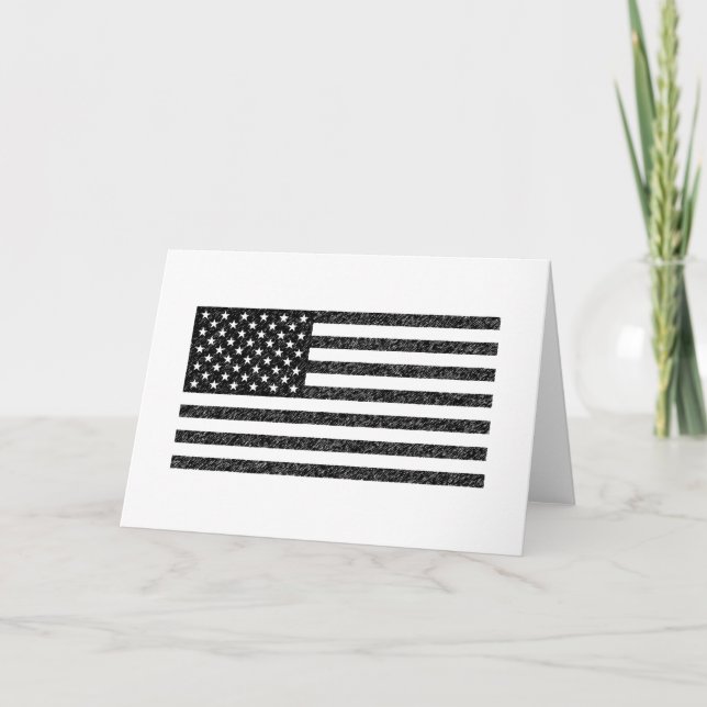 Cartão US Flag Black and White Vintage Retro (Frente)