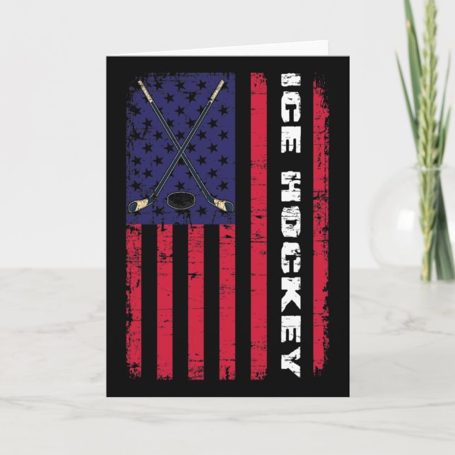 Cartão Us Flag Winter Sport Hockey Player American Pride  (Frente)