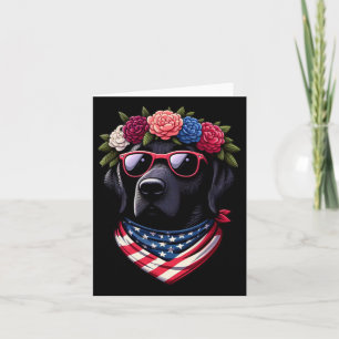 Cartão Usa 4 De Julho Labrador Americano Patriótico Preto