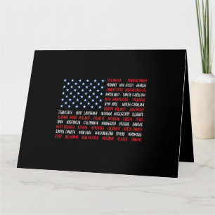Cartão USA American Flag All 50 State Names
