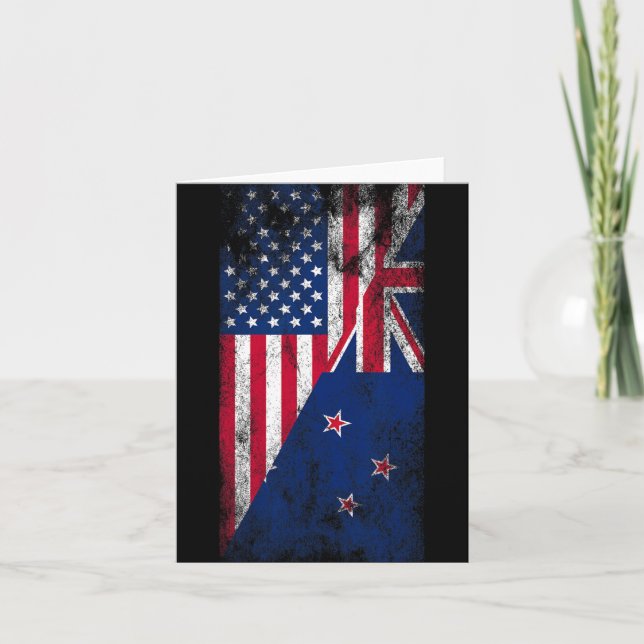 Cartão Usa &amp; New Zealand Flags - Us Of America Kiwi,  (Frente)
