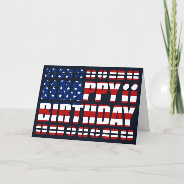 Cartão USA Flag Birthday Card (Frente)