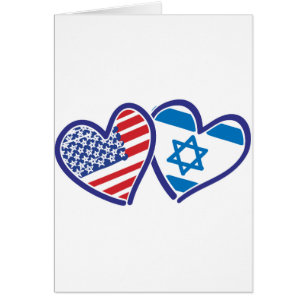 Cartão USA Israel Heart Flags