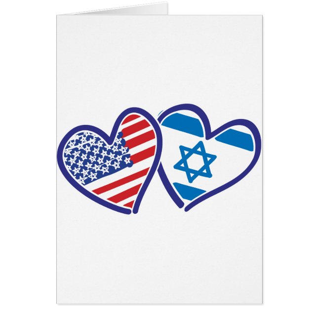 Cartão USA Israel Heart Flags (Frente)