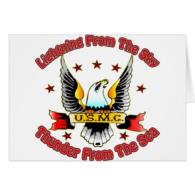 Cartão USMC Relâmpago do Trovão do Céu do Mar (Frente Horizontal)