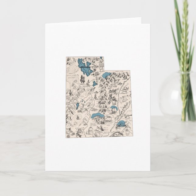 Cartão Utah Vintage Picture Map Large Greeting (Frente)