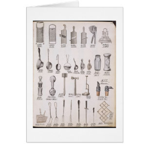 Cartão Utensílios da cozinha, de um catálogo de comércio