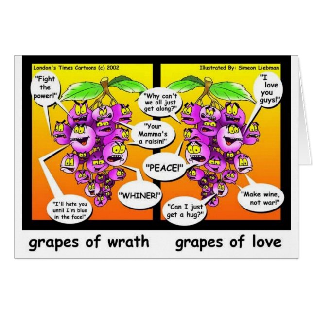 Cartão Uvas De Fúria, Amor E Presentes E Camisetas Engraç (Frente Horizontal)