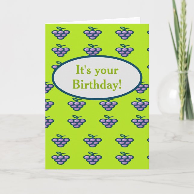 Cartão Uvas roxas em verde (Frente)