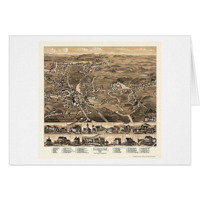 Cartão Uxbridge, mapa panorâmico das MÃES - 1880 (Frente Horizontal)