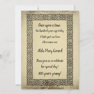 Cartão V2 Antiquado Storybook Centenário 100º Aniversário
