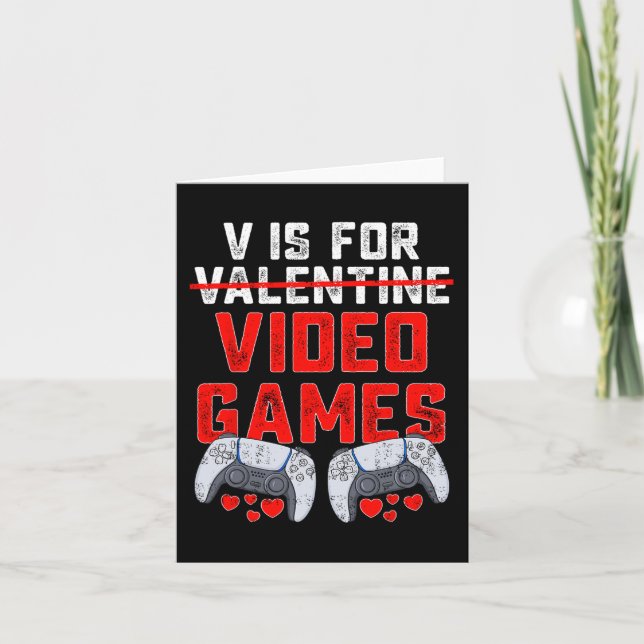 Cartão V É Para Videos games, Dias de os namorados, Crian (Frente)