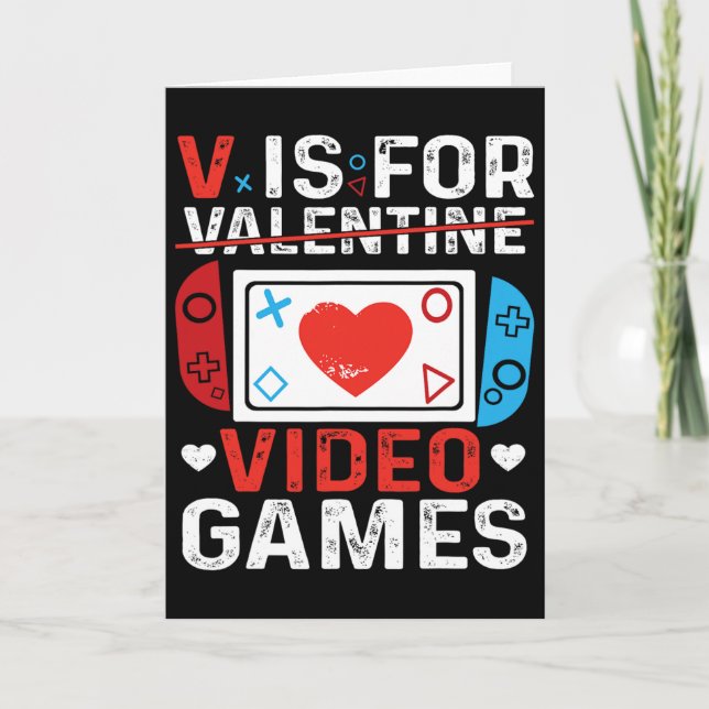 Cartão V Is For Video Games Valentine Gamer Valentines Da (Frente)