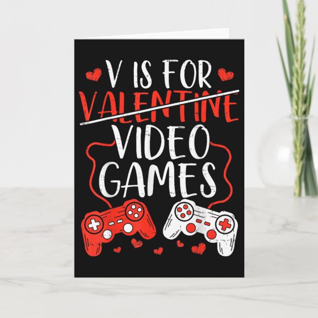 Cartão V Is For Video Games Valentine Gamer Valentines Da (Frente)