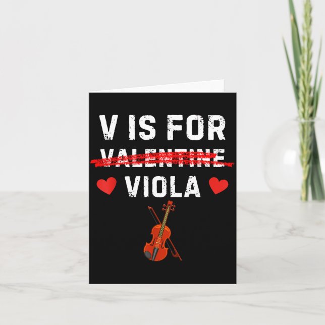 Cartão V Is For Viola Funny Violist Music Valentine  (Frente)