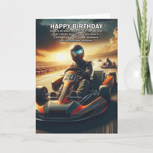 Cartão Vá Karting Themed Birthday Card (Frente)