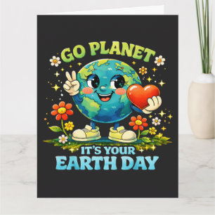 Cartão Vá Planeta É o Seu Dia da Terra verde