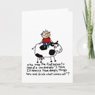 Cartão Vaca com coisas perigosas - Aniversário