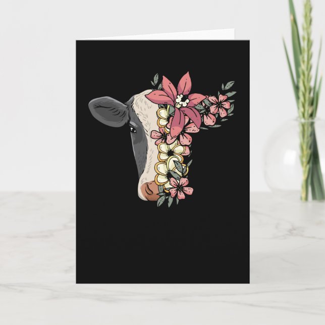 Cartão Vaca Com Flores Frigoríficas, Reprodução De Vaca (Frente)