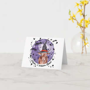 Cartão Vaca de Halloween Moo Quero Dizer Boo Engraçado