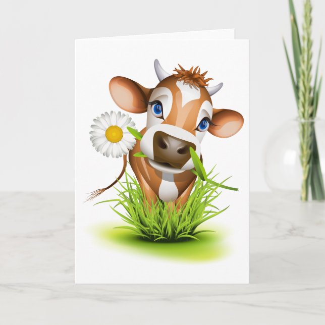 Cartão Vaca de Jersey na grama (Frente)