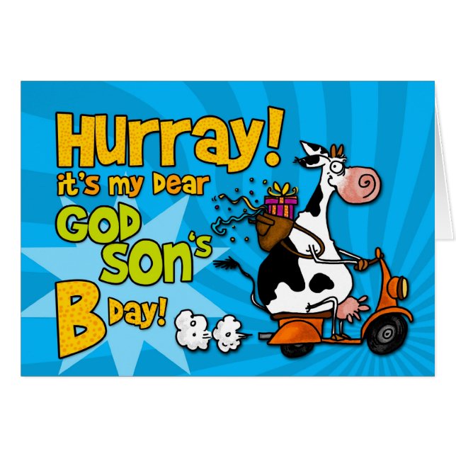 Cartão vaca do patinete do BD - filho do deus (Frente Horizontal)