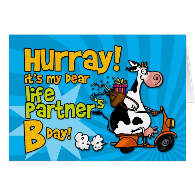 Cartão vaca do patinete do BD - sócio da vida (Frente Horizontal)