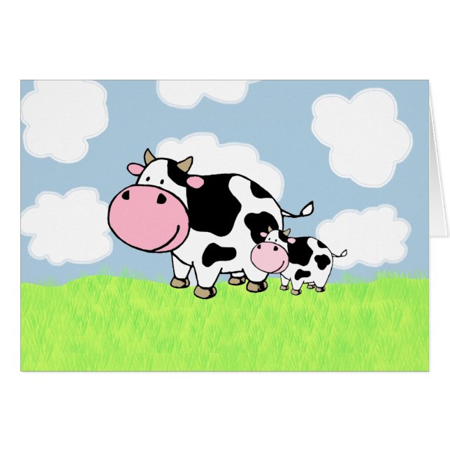 Cartão Vaca e bebê (Frente Horizontal)