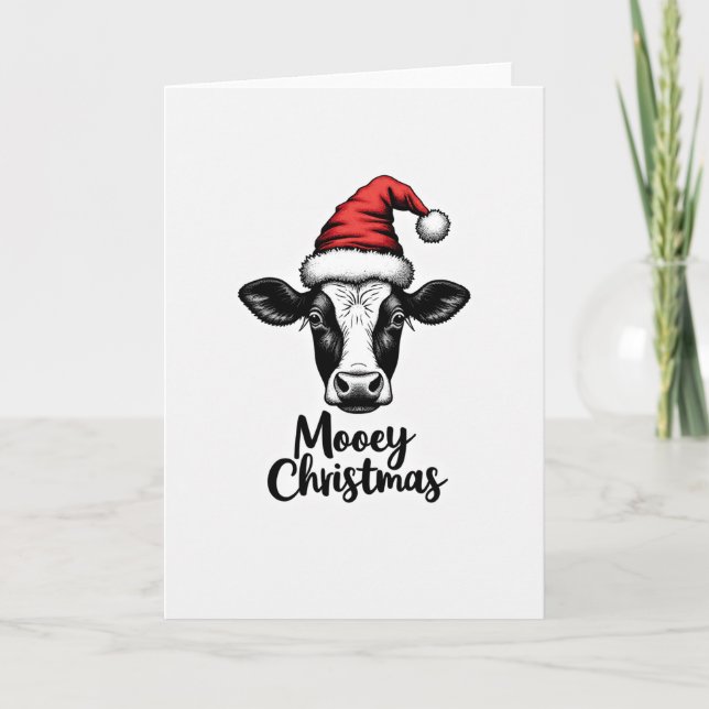 Cartão Vaca Engraçada Mooey Natal (Frente)