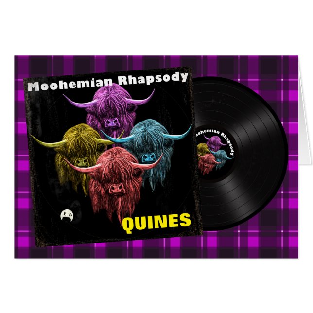Cartão Vaca escocesa das montanhas. Rapsódia de Moohemian (Frente Horizontal)