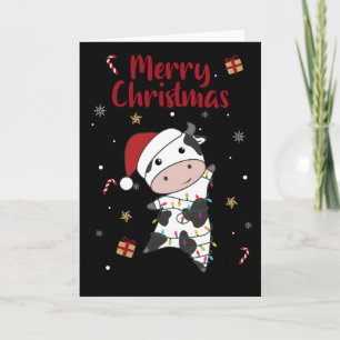 Cartão Vaca Feliz Natal Para Animais De Inverno