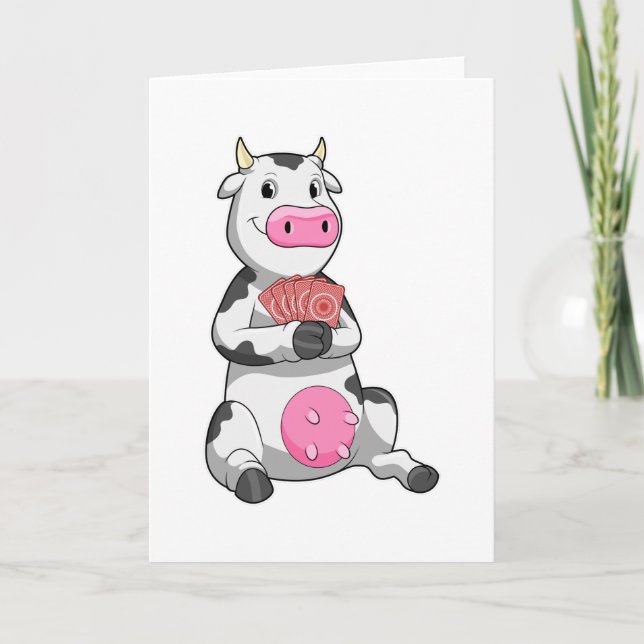 Cartão Vaca no pôquer com cartas de pôquer (Frente)