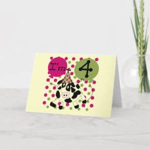 Cartão Vaca rosa 4º Camisetas e presentes de aniversário