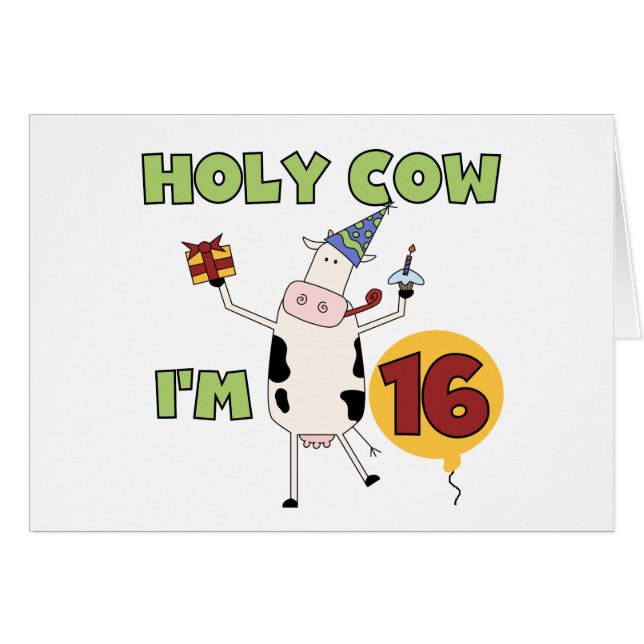 Cartão Vaca santamente eu sou 16 camisetas e presentes (Frente Horizontal)