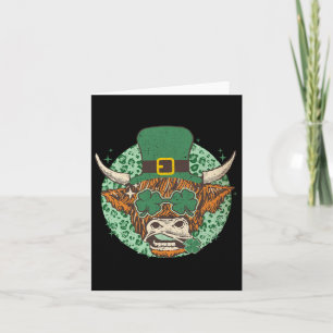 Cartão Vaca Shamrock Coquete Laço Dia de São Patrício