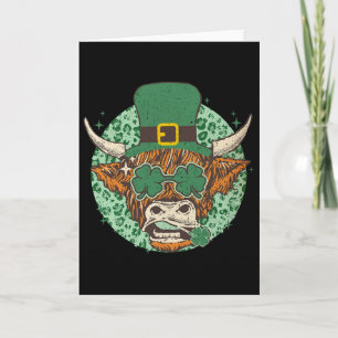 Cartão Vaca Shamrock Coquette Laço Dia de São Patrício