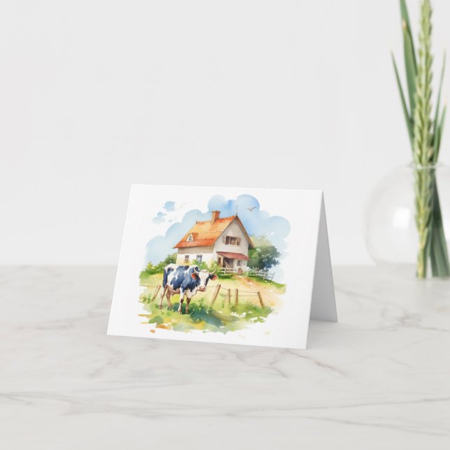 Cartão Vaca velha com VAZIO de Fazenda antiga (Frente)