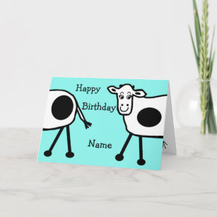 Cartão Vacas brancas e engraçadas Cartoons de aniversário