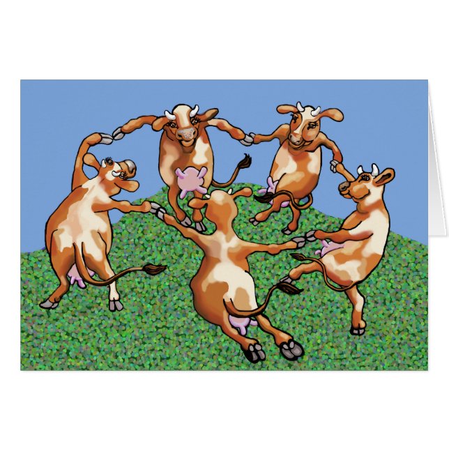 Cartão Vacas dançantes de Mootisse (Frente Horizontal)